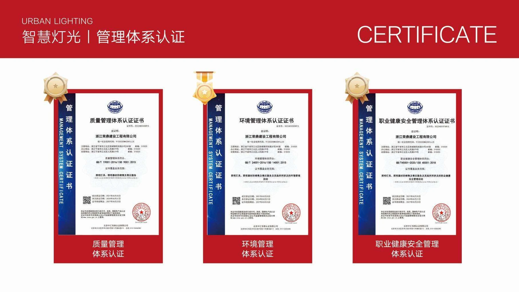 管理体系认证原始证书 / Management system certification, original document